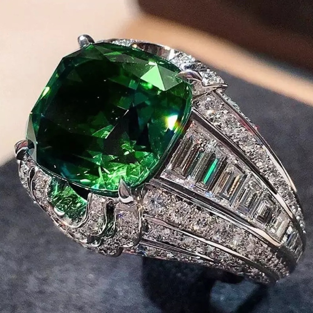 NEW 925 STERLING SILVER DIAMOND SQUARE RING